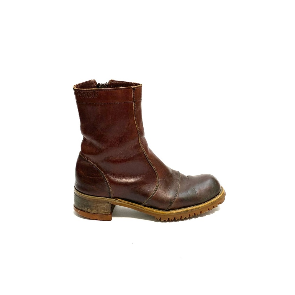 FLORSHEIM | Vintage 1970s men’s brown leather zip up ankle boots